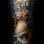 Skull and ship tattoo