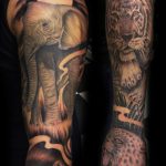 Elephant and tiger tattoo