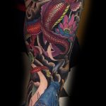 Koi and Japanese dragon tattoo